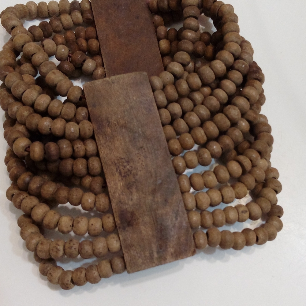 Multiple string beaded wooden  bracelet